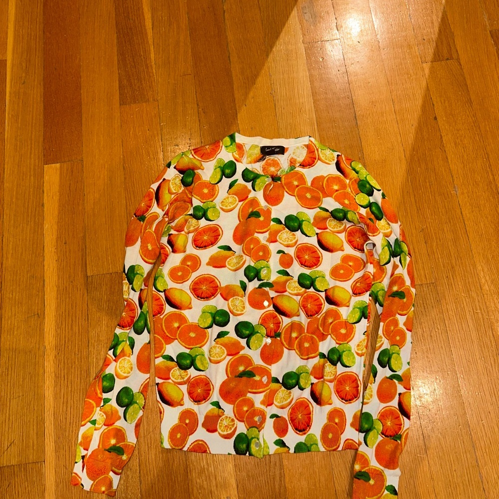 Lord & Taylor Citrus Print Long Sleeve Top